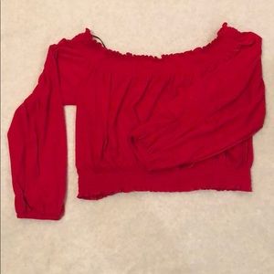 H&M red scrunched crop top
